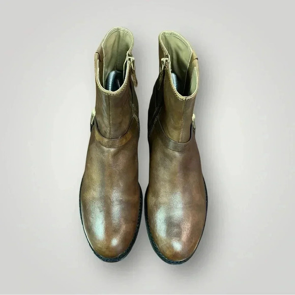 Ecco Leather Boots Round Toe Side Zip Block Heel Ankle Womens Size 37 - Picture 2 of 13